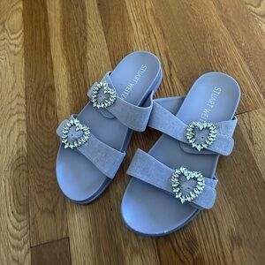 Stuart Weitzman Gray Sandals with Silver Accents